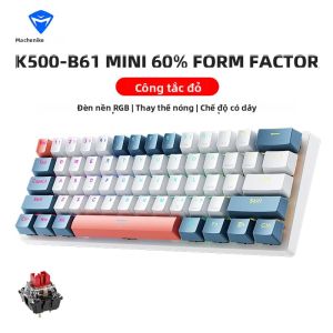 Bàn Phím Cơ Mini Machenike K500-B61 Kích Thước 60% 61 Phím Có Dây Đèn Nền RGB Hỗ Trợ Thay Nóng Tất Cả Các Phím Dành Cho Chơi Game