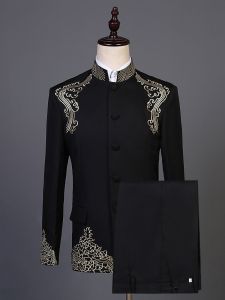 Chinese Style Stand Collar Men Performance Dress Zhongshan Suit Chorus Costume Singer Host National Performance Costume Men