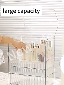 SALVO Acrylic Multipurpose Cosmetic Storage Box Transparent Waterproof Storage Rack Case With Lid Drawers Space Saving