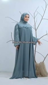 SABRINA FASHION - Sabiyah Dress Set Hijab Segiempat Bahan Ceruty Armani Baju Gamis Motif Lebaran COD