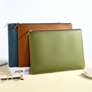 A4 Leather Zipper Bag in Multiple Colors Business Briefcase PU Document Bag for Professional Use