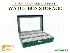Elegant Leather Watch Box Storage with Transparent Cover and Metal Buckle with Lock Watch Display Storage - 6 Slots / 12 Slots