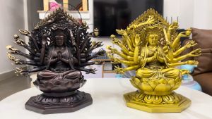 Tượng phật chuẩn đề bằng đồng cao 26cm rộng 25cm nặng khoảng 3kg