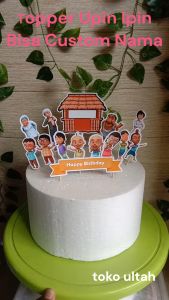 Topper Kue Custom Nama Karakter Upin Ipin untuk Hiasan Kue Ulang Tahun / Tumpung Khitanan