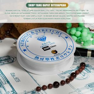 Bingolife Garis Kristal Jepanggaris Elastis Transparangaris Manik-Manik Garis Elastis Bahan Manik Manik DIY Garis Manik-Manik Tangan Gelang Kalung Manik-Manik Perhiasan Garis Perhiasan Tahan Aus Buatan Tangan Alat Manik-Manik