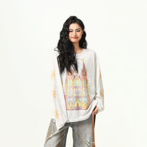 American Vintage Small Castle Graffiti Print Thin Long Sleeve Sunscreen Base Layer