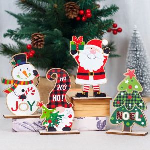 Christmas Wooden Ornaments Santa Claus Snowman Wooden Ornaments 2024 Home Christmas New Year Ornaments