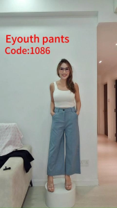 Eyouth 1086 women casual pants wide leg high waist culottes pants
