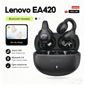 Lenovo EA420 TWS Ear-Clip Wireless Earbuds | Bluetooth 5.4 Touch Control Long Battery Life Built-in Mic