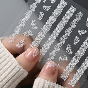 1 Cái 5D Dán Móng Tay Ren Hoa Trắng Nổi 3D Tự Dính Hoa Văn Ren Tinh Xảo Trang Trí Móng Tay Cho Tiệc Cưới Và Hẹn Hò