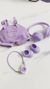 15/17Cm For Labubu Clothes Dolls Sitting Party 1St 2Nd 3Rd Headphones Overalls Shoes Set Apparel Accessories Lovely Outfit Gift