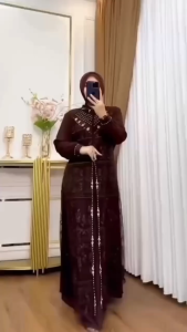 Aqila Dress Matt Ceruty Mix Brukat Apk Payet Dress Kondangan Wanita Terbaru 2025 Kekinian Viral COD
