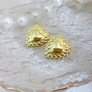Fashion Stainless Steel Heart Stud Earrings for Women Braided Textured Framed Love Shape Earrings Gift
