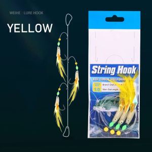 WEIHE 1pcs 1/0# Sabiki Fishing Hook High Carbon Steel Hook 3pcs Lure in a Bag Saltwater Hooks Sea Fishing