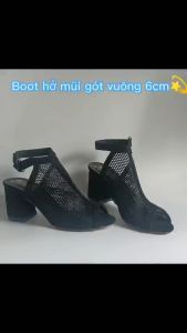 giày bốt cổ ngắn si lưới hở mũi thời trang mới NĐ24