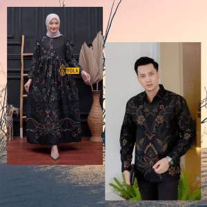 BISA COD - Couple Batik - Baju Pasangan Suami Istri - Batik Terbaru Bahan Katun - Gamis Kondangan