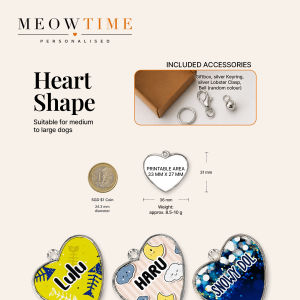 MeowTime Personalised - Colourful Printed Pet Name Tag for Dogs