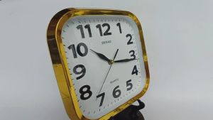 Jam Dinding Kamar Kotak Segi Persegi Mewah Angka Timbul Chrome Silver Emas Diameter 26cm Dekko Kotak