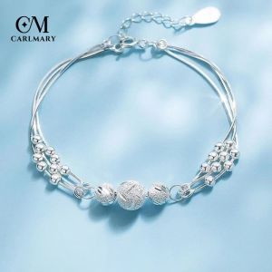 กำไลข้อมือห่วงโซ่ลูกปัดเงินหลายสายกำไลข้อมือโซ่สายสำหรับผู้หญิงวัยรุ่น