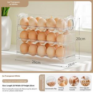 [J] 30 Grid Egg Tray Three Layer Egg Storage Box Organizer Rack Container Automatic Flip Special Egg Storage Kitchen Accessories