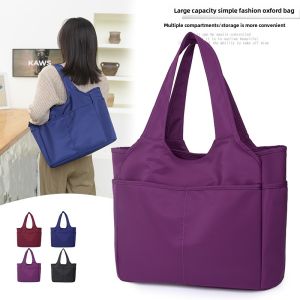 Trendy 2025 Handbag Pure Color Womens Cloth Bag Casual Multi-pocket Large Capacity Travel Bag Nylon Single Shoulder Dance Bag