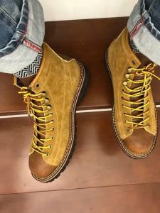 American Retro Motorcycle Boots Martin Boots Spring Autumn Mens Leather Patchwork Short Face Boots Wear Resistant Casual round Toe