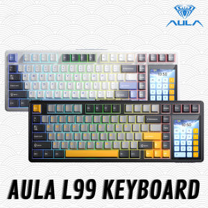 AULA | Aula L99 Tri-Mode Wireless Keyboard Touch Screen Hot Swap RGB PBT Gasket Creamy Custom Mechanical Gaming Keyboard for Office PC