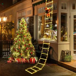 Santa Claus Climbing Ladder String Lights LED Lamp Christmas Decoration for Garden Cristmas Tree New Year Gift Fairy Lamp