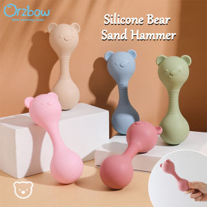 Orzbow Infants and Toddlers Soothe Silicone Bear Sand Hammer Baby Grasp Training Hand held Stick Gnaw Toy