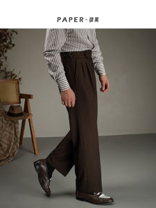 High Waist Straight Leg Naples Khaki Mens Casual Pants Business Gentleman Style Polyester Fiber Autumn Season Pure Color