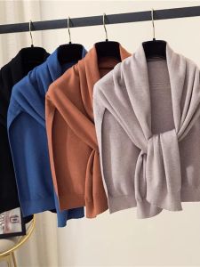 ผ้าคลุมไหล่ถักเนื้อนุ่มขนาดใหญ่ ผ้าคลุมไหล่แฟชั่นฤดูใบไม้ร่วง ผ้าคลุมไหล่แบบพันคอสำหรับเด็กและเยาวชน ผ้าคลุมไหล่แบบอเนกประสงค์