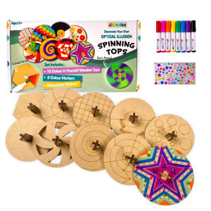 🇸🇬 [New Product Sale] Dit.a.Dot Wooden Spinning Tops - Art and Craft for Kids DIY Crafts Set with Painting and Colouring Kit Build and Paint