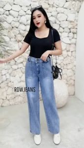 Celana Kulot Jeans HIghwaist Premium Korea Style double kancing - Rdwjeans
