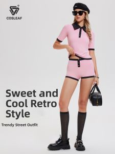 COSLEAF | Vintage Chic Stylish High Waist Slimming Womens Summer Outfit