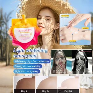 Light Whitening Sunscreen SPF 50 PA++++ Waterproof Lightweight No White Cast Water Based Face Body Wear Sun Screen