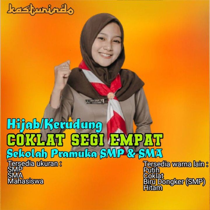 Kerudung Coklat Segi Empat Pramuka Sekolah Hijab SMP SMA Remaja Baru Murah