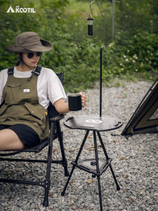 Portable Folding Camping Table Tactical Outdoor Leisure Furniture Multi-Functional Adjustable round Table Camping Lamp Stand