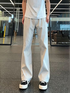 Beige Ice Silk Flare Moisture-wicking Straight-leg Mens Casual Pants