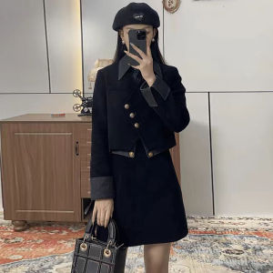 Bộ Đồ Hai Mảnh Thời Trang Xuân 2025 Áo Khoác Phong Cách Nước Hoa Và Chân Váy Cạp Cao Cho Nữ Bộ Đồ Hai Mảnh Chất Liệu Polyester Dài Tay