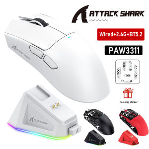 ATTACK SHARK | ATTACK SHARK X11 PAW3311 Wireless Mouse Tri-Mode 2.4GHz/Wired/Bluetooth Touch Magnetic Charging Dock Ultra-Light Gaming Mouse