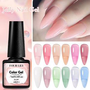 FOUR LILY 7ml Nude Pink Jelly Nail Gel Polish 12 Colors Semi Permanent Soak Off UV LED Gel Polish Nail Art Painting Gel Vernis