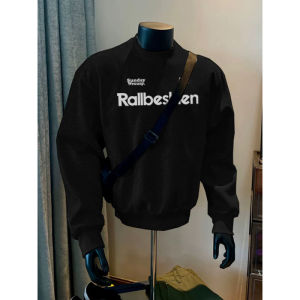 เสื้อสเวตเตอร์คอกลมพิมพ์ลายสไตล์อเมริกัน ทรงหลวม ผ้าขนแกะหนา อบอุ่น สำหรับผู้ชาย ฤดูใบไม้ร่วง/ฤดูหนาว เสื้อผ้าทำงาน