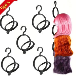 5pcs Hanging Wig Stand Round Multi-Function Foldable Wig Stand Portable Wig Stand for Multiple Wigs And Hats Space Saving