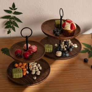 Large And Small Cherry Wood Fruit Tray Multi-layered Dessert Tray Retro Style Home Decor Real Wood Tray Nordic Style Tray