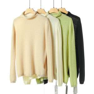 อ่อนโยนต่อผิว อุ่น ขนสัตว์ เสื้อสเวตเตอร์ คอสูง พรางหุ่น ถักนิตติ้ง แขนยาว สไตล์เดินทางไปทำงาน รุ่นเกาหลี ทรงปกติ สีล้วน