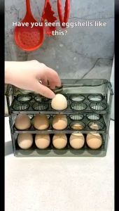Egg Storage Box Reversible and Countable Three Layers of 30 Egg Tray Refrigerator Organizer Food Containers Kitchen Storage Box