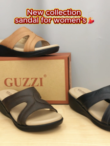 Guzzi Women’s Genuine Leather One-Strap Slip-On Sandals – Comfortable Flat Casual (Kasut Perempuan) GLS-60026