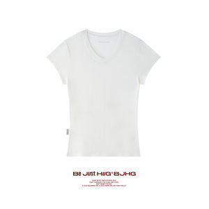 High Elastic V-Neck Short Sleeve T-Shirt Women