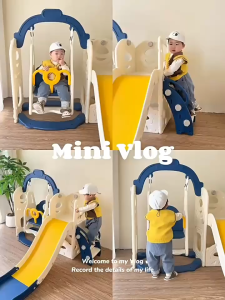 Childrens Slide / Indoor Home Use Kids Slide / Slide-Swing Combo Climbing Frame / Mini Long Slide with Basket