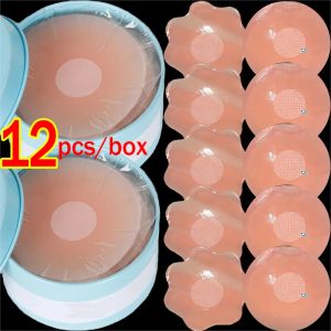 6 Pairs/Box Women Invisible Nipple Cover Stickers Self-adhesive Chest Breast Petals Silicone Lift Up Paddings Reusable Patch Bra